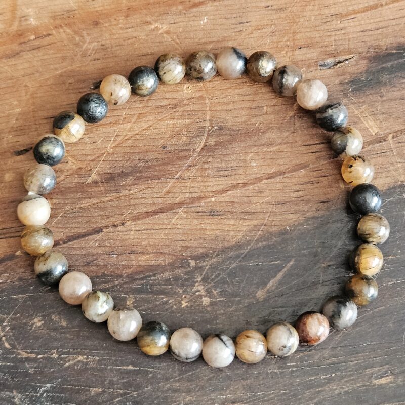 Bracelet Chiastolite perles 06 mm – Image 2